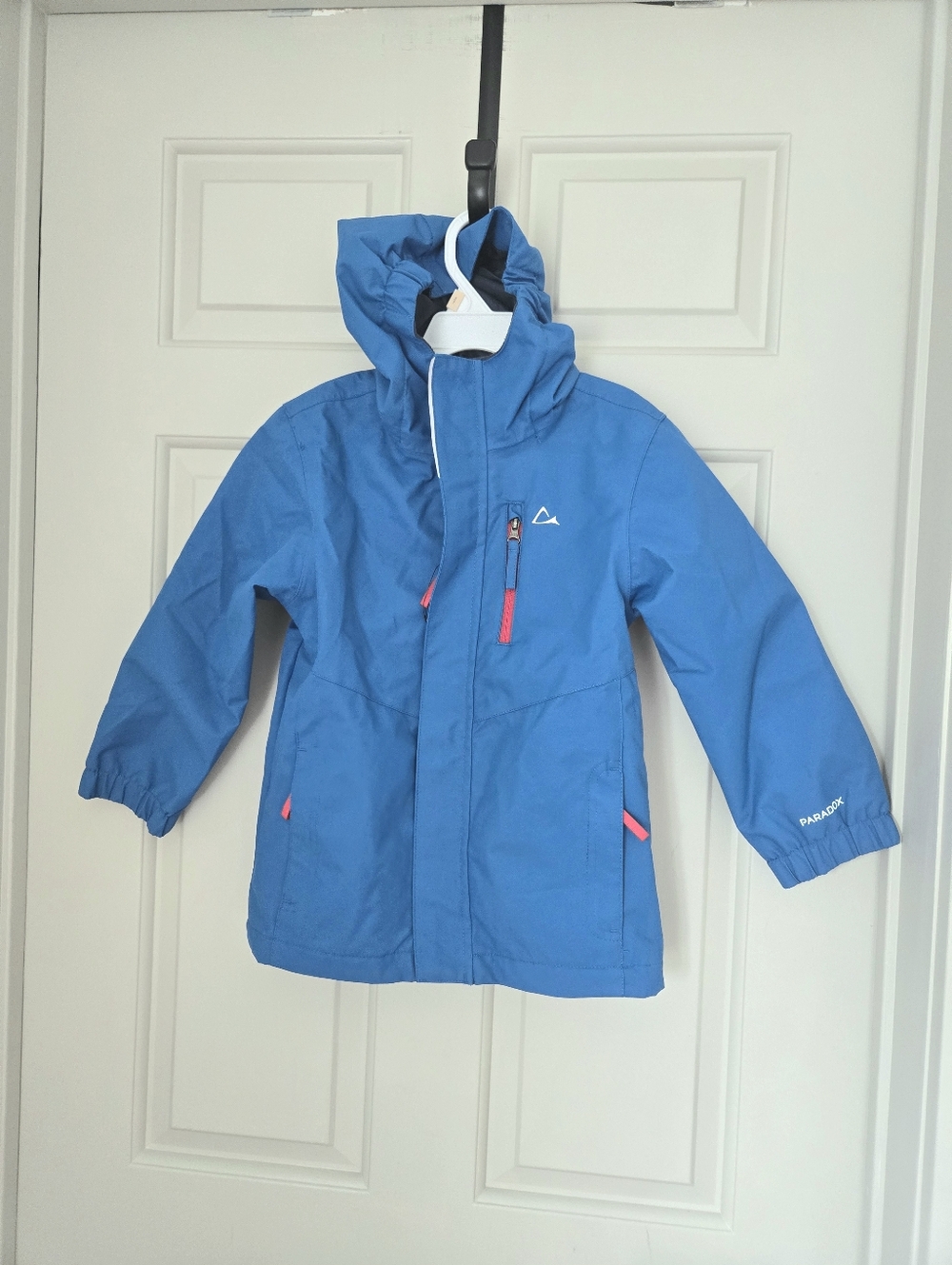 Paradox Kids Bright Blue Hooded Raincoat with Red Accents Size 4-5